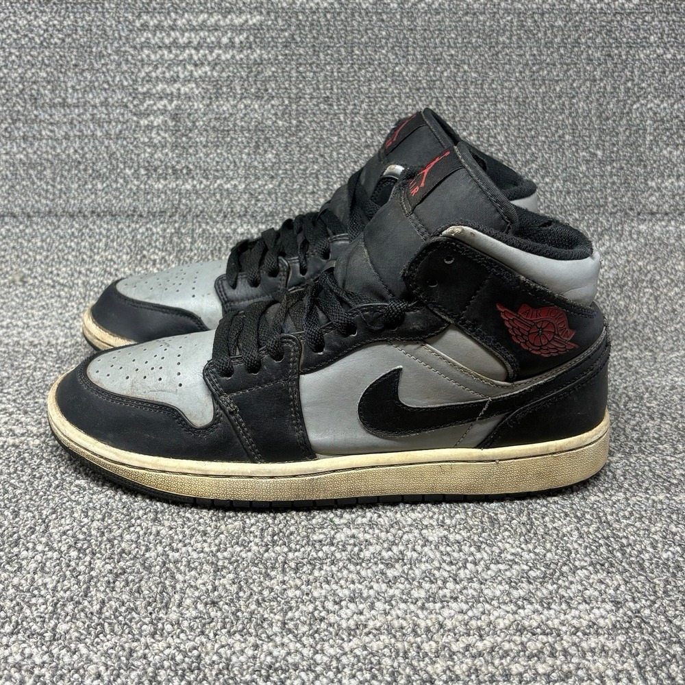 Nike Air Jordan 1 Mid Shadow Red Black Grey Shoes 554724-096 Men's Size 9